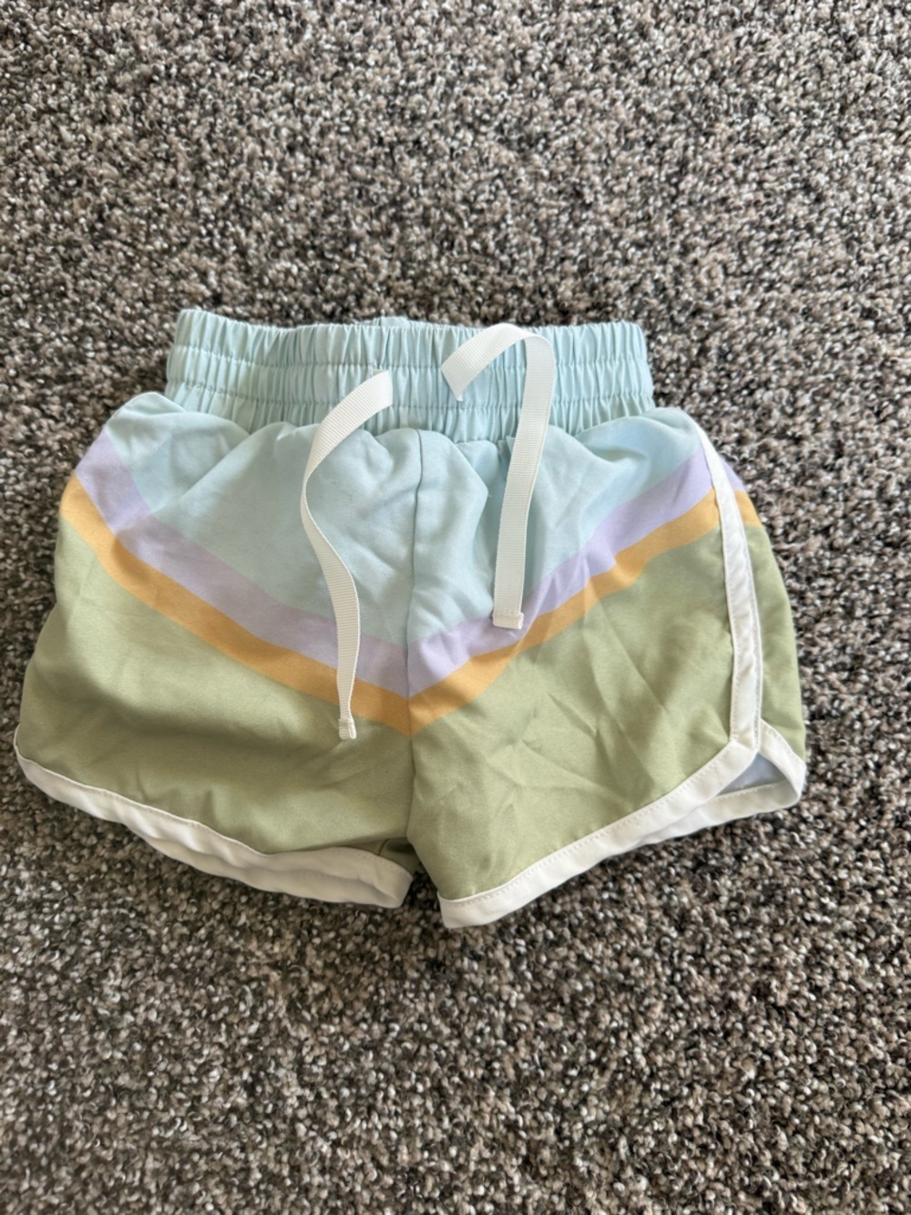 Little Co Baby Boy Mint Green Rainbow-Striped Swim Shorts Size 0-3 Month